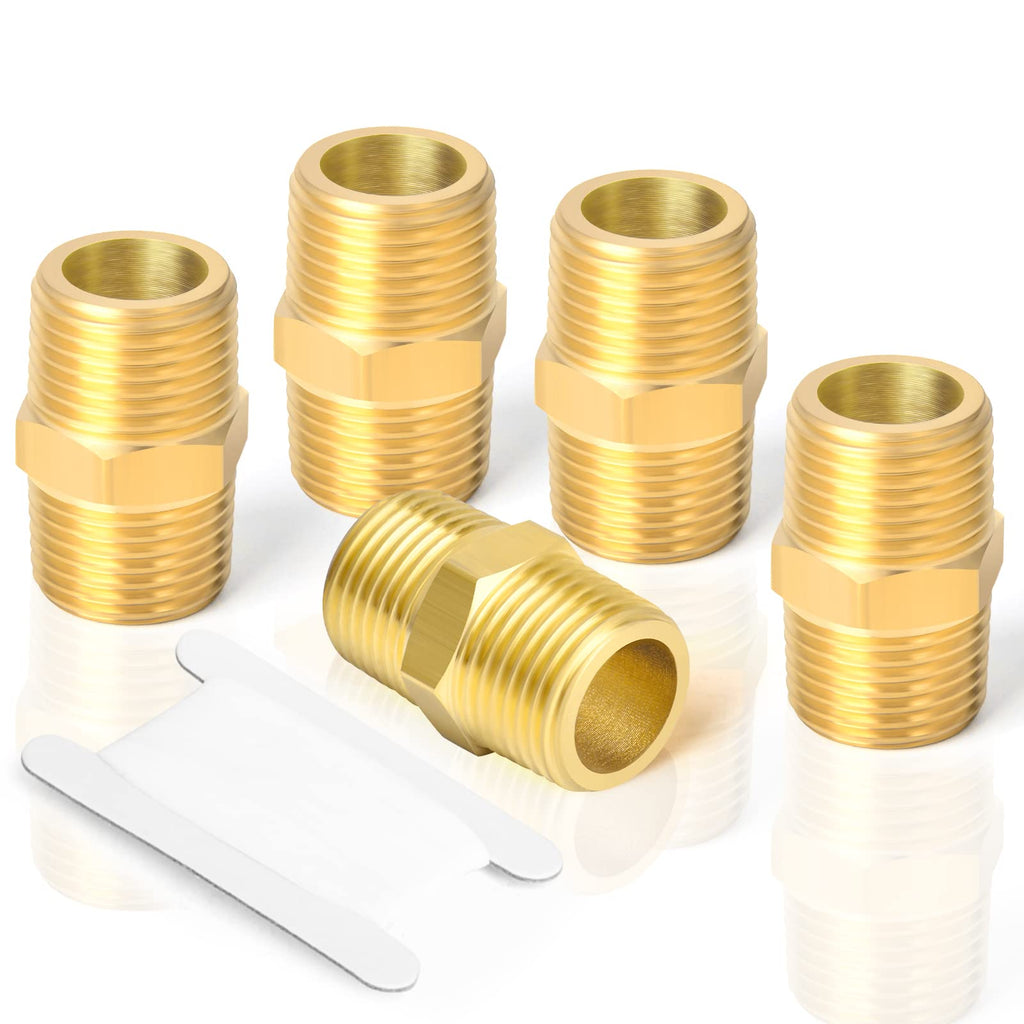 TAISHER 2PCS Brass Pipe Fitting, Reducer Adapter, Hex Nipple, 3/4-Inch Male Pipe x 3/4-Inch Male Pipe