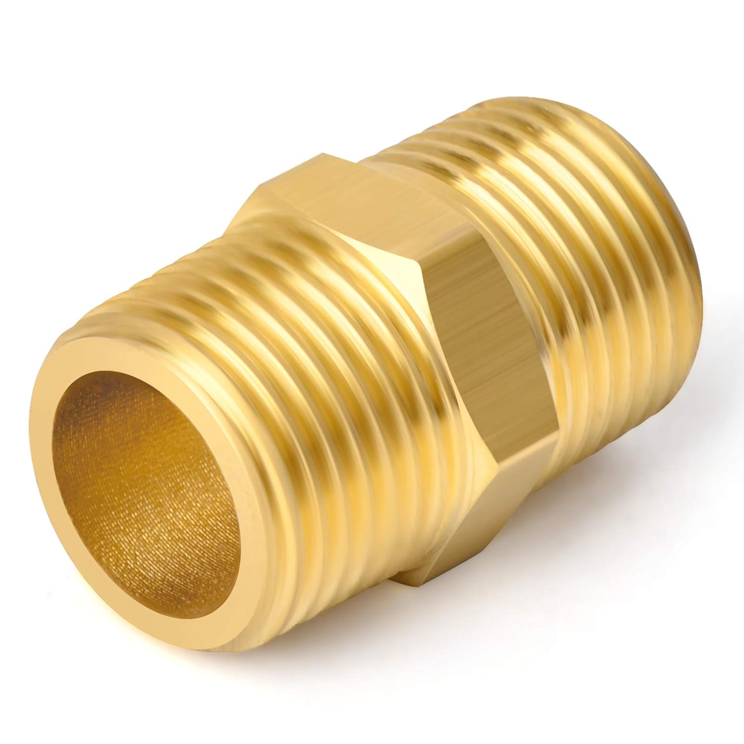 TAISHER 2PCS Brass Pipe Fitting, Reducer Adapter, Hex Nipple, 3/4-Inch Male Pipe x 3/4-Inch Male Pipe