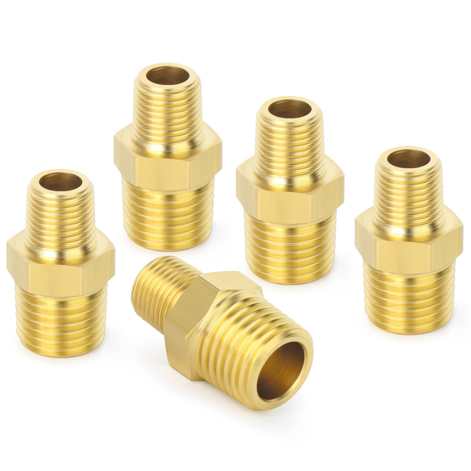 TAISHER 2PCS Brass Pipe Fitting, Reducer Adapter, Hex Nipple, 3/4-Inch Male Pipe x 3/4-Inch Male Pipe