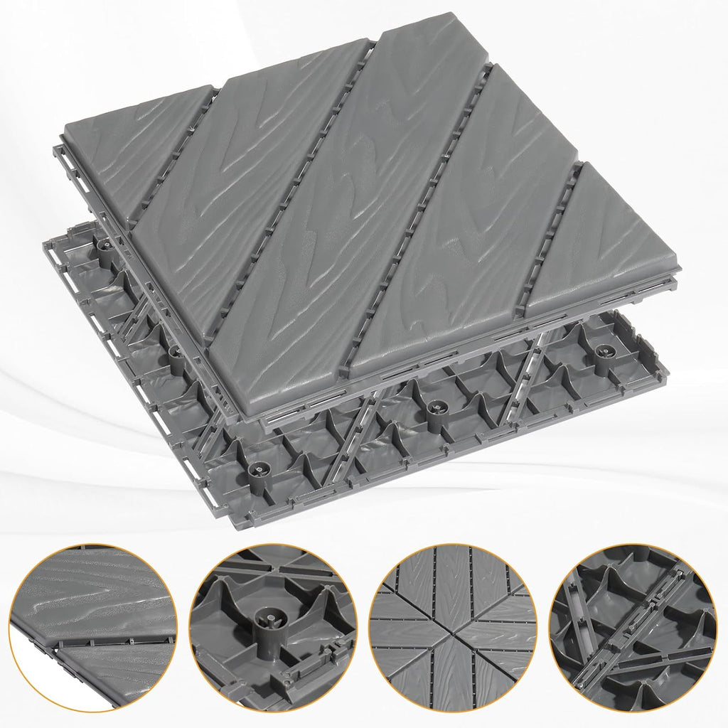 Outvita 27 PCS Interlocking Patio Deck Tiles, 12x12 Plastics Indoor Outdoor Flooring Waterproof All Weather Use Pavers for Poolside, Garden, Balcony, Patio, Porch, Backyard