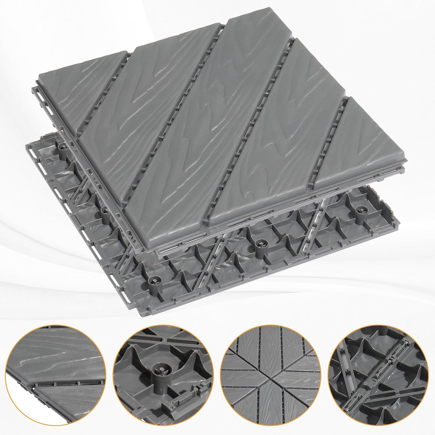 Outvita 27 PCS Interlocking Patio Deck Tiles, 12x12 Plastics Indoor Outdoor Flooring Waterproof All Weather Use Pavers for Poolside, Garden, Balcony, Patio, Porch, Backyard
