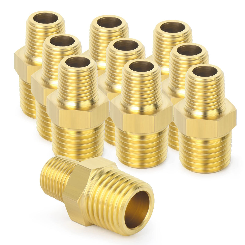 TAISHER 2PCS Brass Pipe Fitting, Reducer Adapter, Hex Nipple, 3/4-Inch Male Pipe x 3/4-Inch Male Pipe