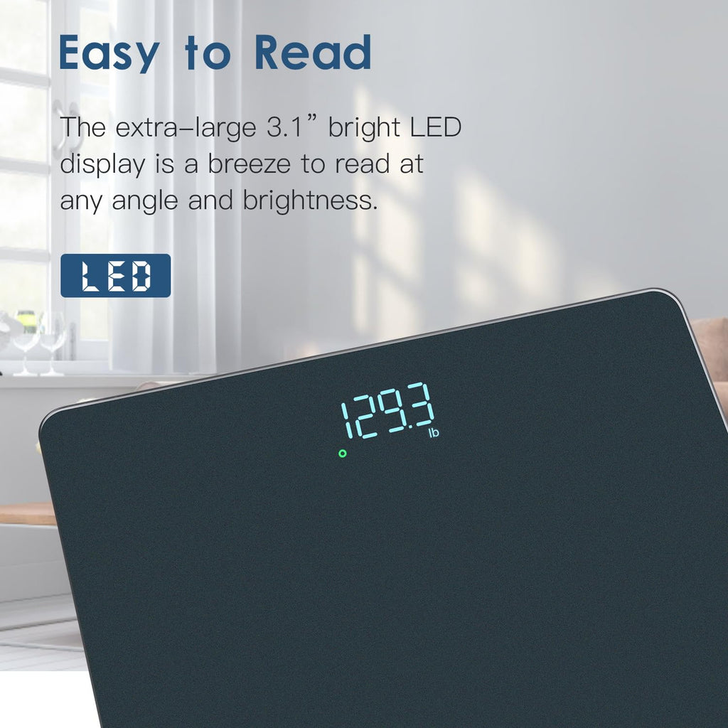 Homebuds Bathroom Scale for Body Weight, High Precision 0.1lb by Professional Factory Since 2001, Weight Scale LED Display and Step-On, 3*AAA Batteries Included, 400lb/182kg, Blue