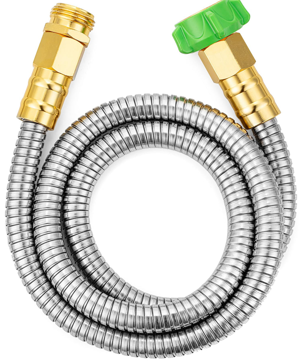 UNCO- Stainless Steel Metal Hose, 5 Feet - Gold, No Kink, Short Garden Hose