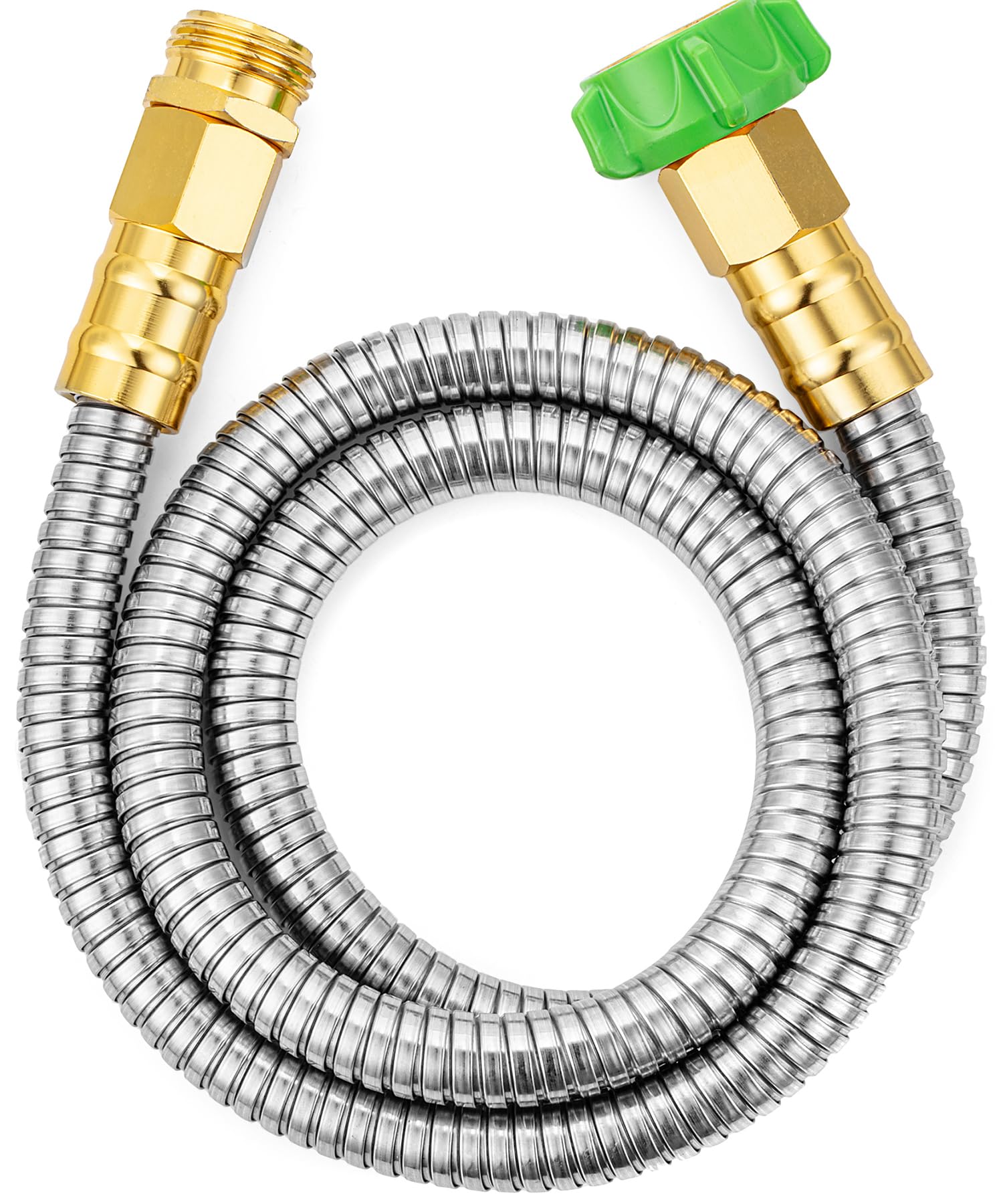 UNCO- Stainless Steel Metal Hose, 5 Feet - Gold, No Kink, Short Garden Hose