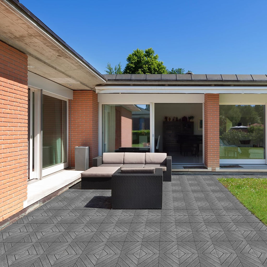Outvita 27 PCS Interlocking Patio Deck Tiles, 12x12 Plastics Indoor Outdoor Flooring Waterproof All Weather Use Pavers for Poolside, Garden, Balcony, Patio, Porch, Backyard