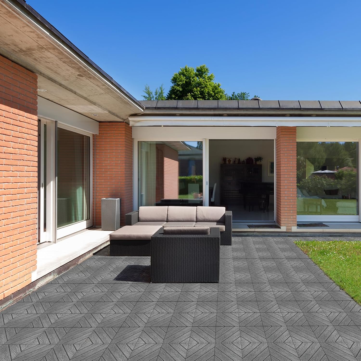 Outvita 27 PCS Interlocking Patio Deck Tiles, 12x12 Plastics Indoor Outdoor Flooring Waterproof All Weather Use Pavers for Poolside, Garden, Balcony, Patio, Porch, Backyard