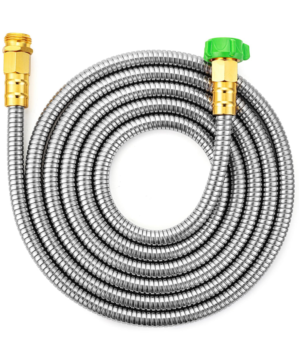 UNCO- Stainless Steel Metal Hose, 5 Feet - Gold, No Kink, Short Garden Hose