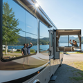 BDF mirror silver window film applied to RV windows showing daytime privacy effect
